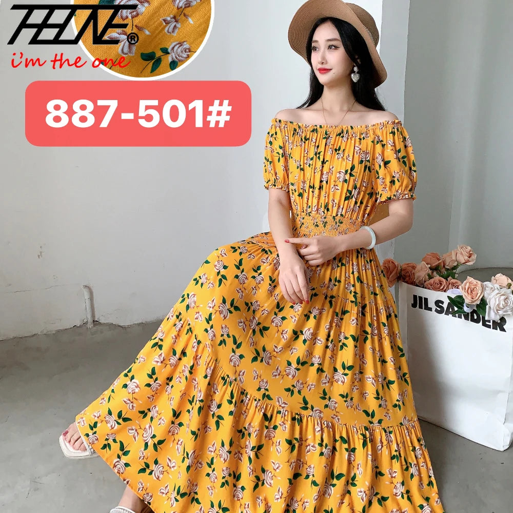 New Summer Dress Women Indian Clothes Cotton Linen Long Maxi Vintage Sexy Korean Casual Bohemian Floral Robe Vestidos Feminino