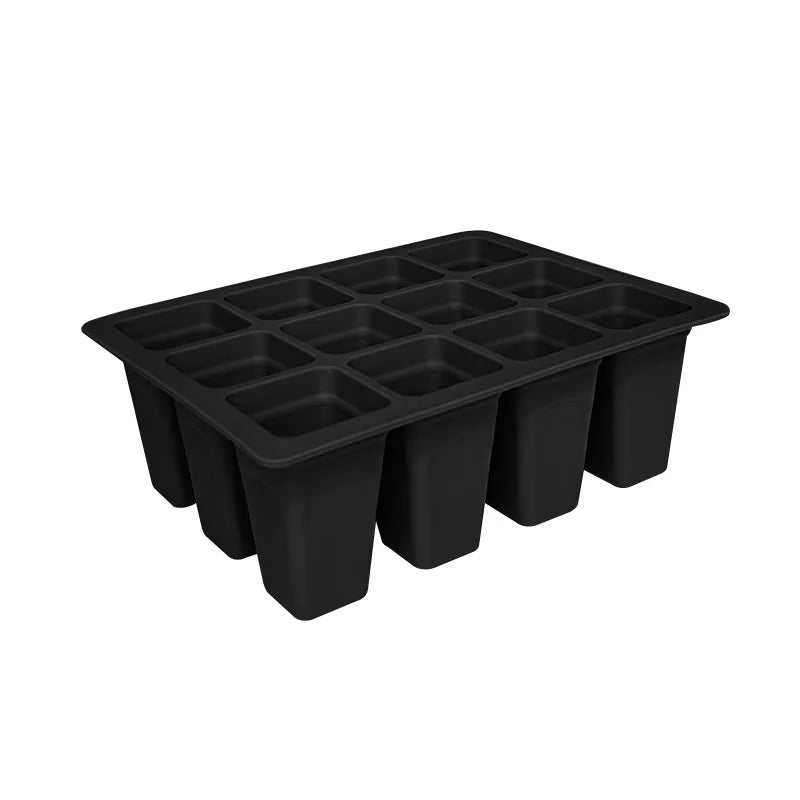 Seed Starting Tray Silicone 12 Cell Seed Starter Kit with Drain Holes Plant Germination Trays, Seedling Plug Trays for Gardening