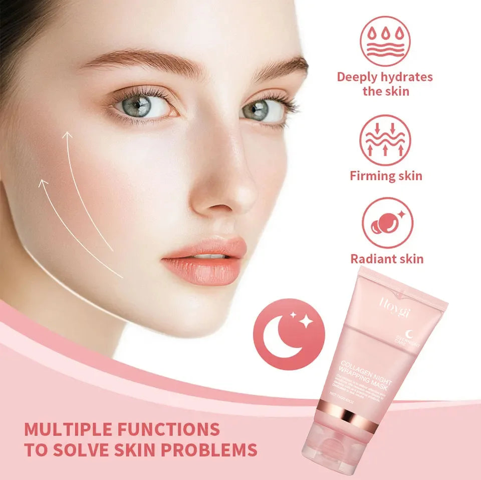 Deep Collagen Mask Peel Off Mask Anti Wrinkle Lifting Face Skin Care Masks Bio Pack Night Wrapping Woman Overnight Skin Hydrates
