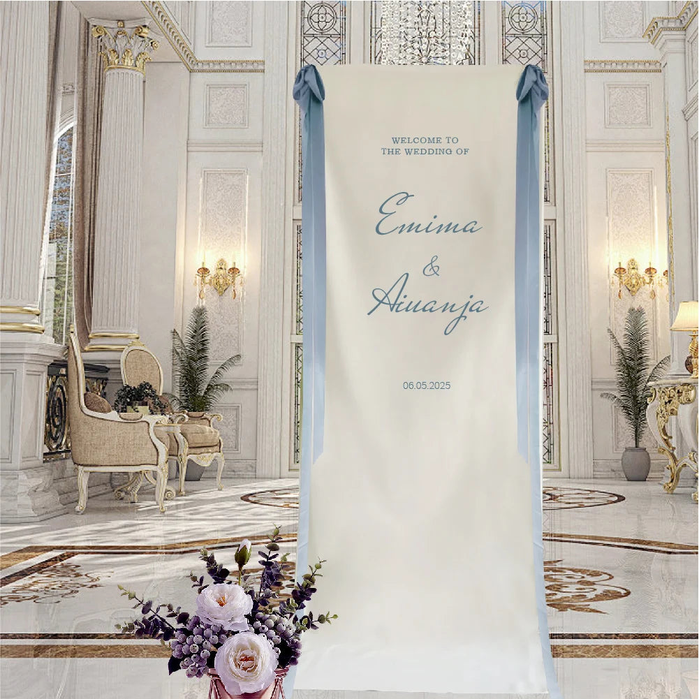Wedding Customization, Welcome Sign with Free Ribbon, Wedding Sign Fabric Wedding Sign, White, Event Decoration, Wedding Decoration Flag Bride Wedding Outdoor Wedding