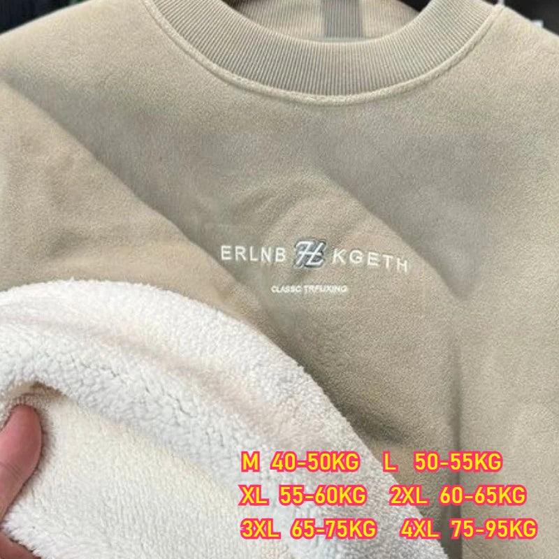 Winter Extra-thick Camel Hair Men's Hoodie Printed Letters HeavyWeight Thick Sweatshirt Casual Fleece windproof Thermal Shirts
