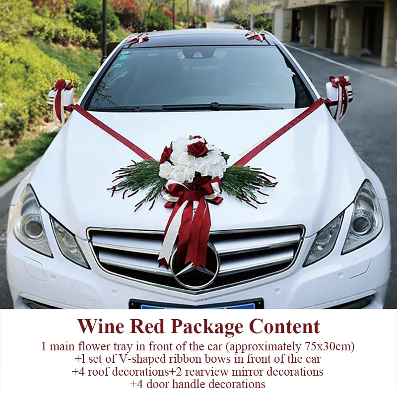 Artificial Flowers For Wedding Car Decoration Church Forest Ceremony Decor Fresh White Green Suite High-End Fake Flower Ball