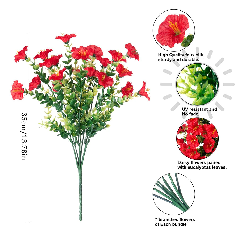 Artificial Flowers for Outdoors Decoration Silk Faux Flowers Uv Resistant Fake Plants for Garden Balcony Yard Porch Home Decor