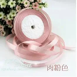 22m Long Pink Silk Satin Ribbon 10mm Wide Party Home Wedding Decoration Gift Wrapping Christmas New Year DIY Material Supplies