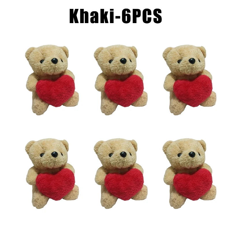 1/3/6PCS 20cm Heart Teddy Bear Plush Cuddly Stuffed Animal Holding Heart for Valentine's Day Christmas Gift Giving