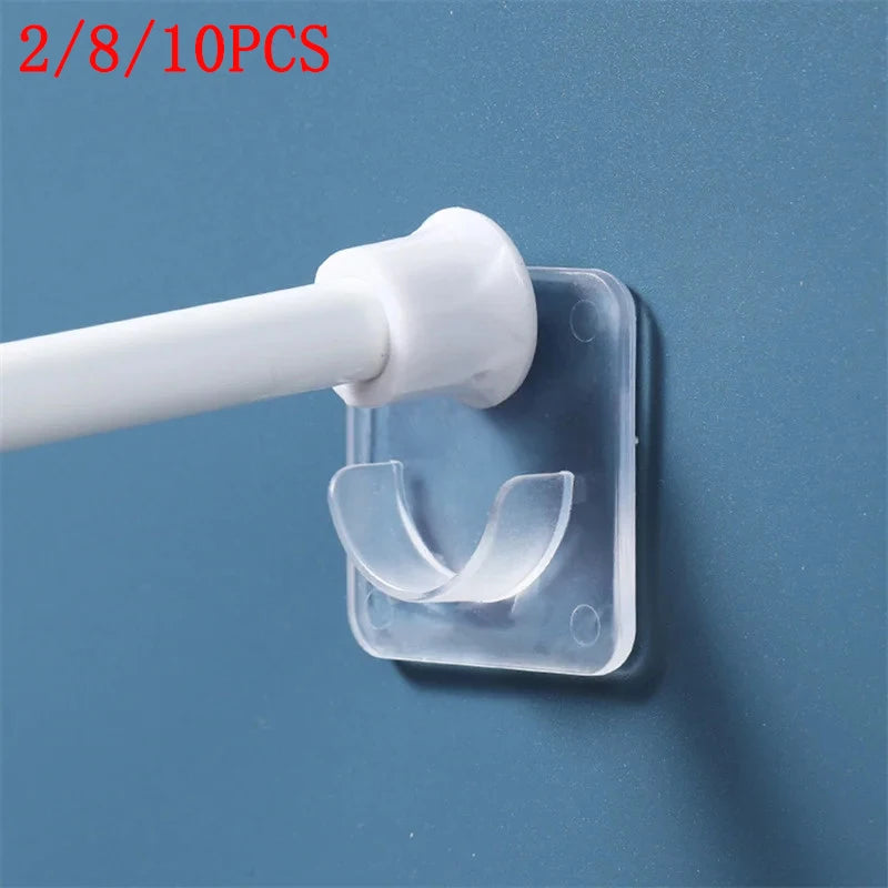 2/8/10PCS Curtain Rod Support Household Telescopic Rod Support Adhesive Support No Punching Clothes Rod Support Fixed Support