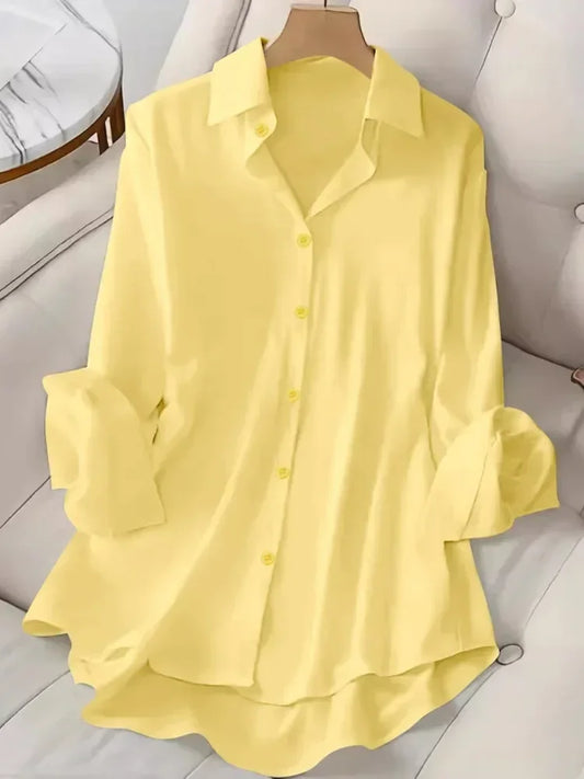 Plus Size Shirts 2025 Summer New Women's Casual Loose Fashion Top Elegant Korean Style Solid Sweet Blouses Single-breasted Lapel
