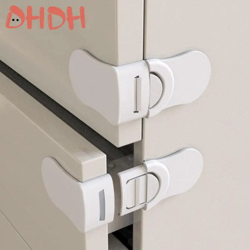 Baby Safety Lock Drawer Anti-Pinching Hand Cabinet Drawer Locks Plastic White Safety Buckle for Children Security Protection