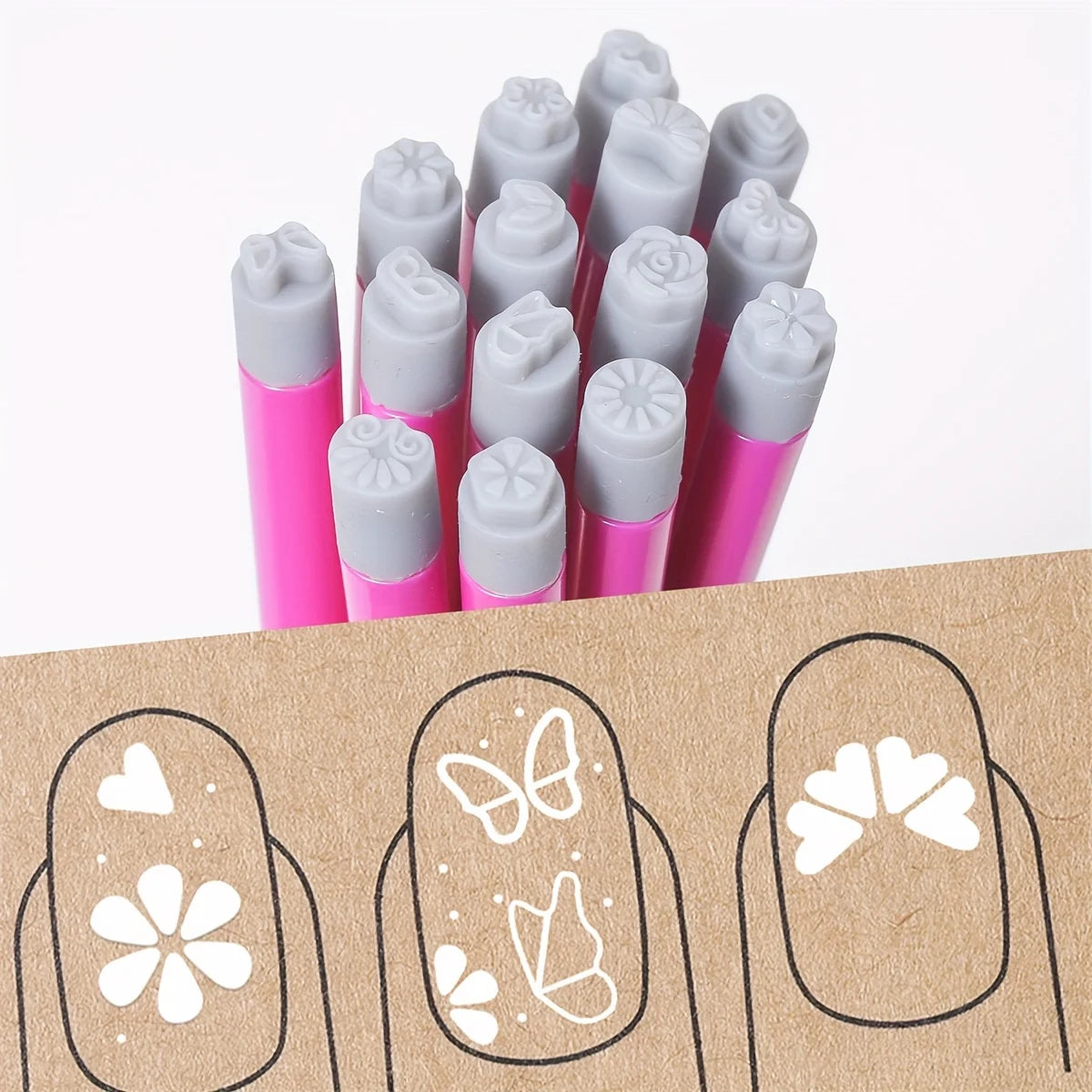 Nail Art Stamp Pen DIY Floral Butterfly Nail Graffiti Nail Dotting Tools Polishing Painting Drawing Manicure Tools