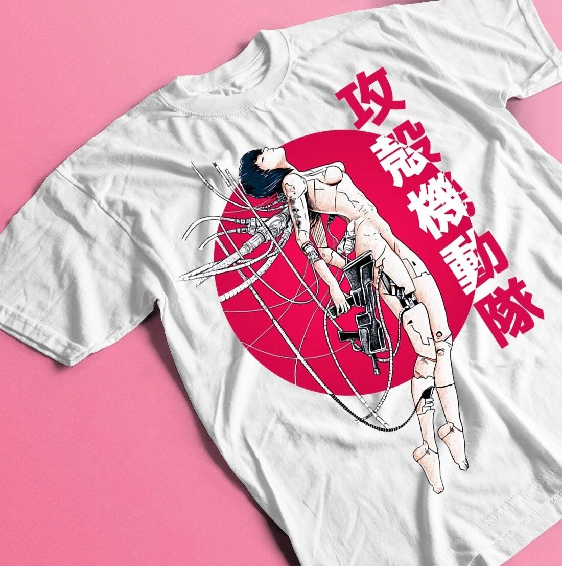 90s Y2K High Street Ghost in The Shell Anime Hip Hop Street Wear Tee High Quality Print T Shirts Comfortable Top Unisex