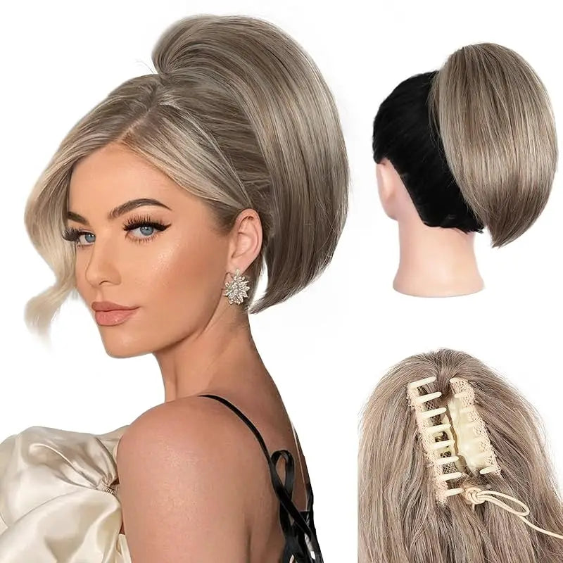 Claw-Clip Ponytail Extension For Women - Short Straight Synthetic Hair Extension, Clip-In Ponytail Extension For Every Occasions