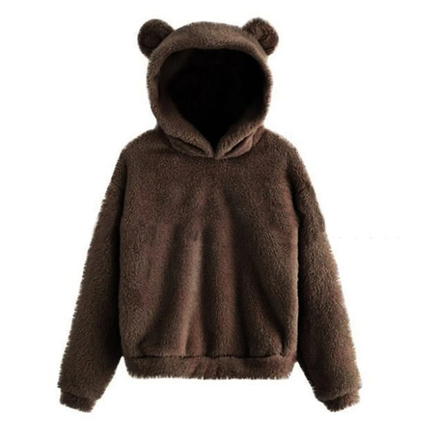 Autumn Women's Hoodies Long Sleeve Bear Ear Hood Sweatshirt Cute Plush Warm Casual Hoodie Tops Fleece Hooded Pullovers