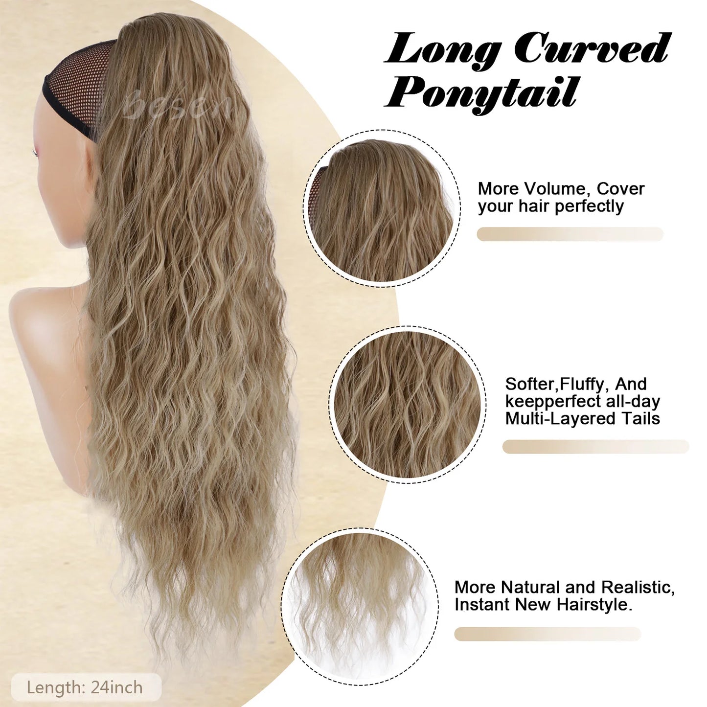 Synthetic Ponytail Extension Curly Wavy Drawstring Ponytail Hair Extensions for Women Clip in Pony Tails Hairpieces Daily Party