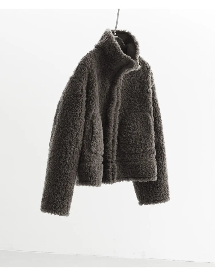 Teddy Style 100% Wool Coat ~ Women's Short Lazy-Style Jacket Loose Top Autumn and Winter New Model 2025 Faux Fur