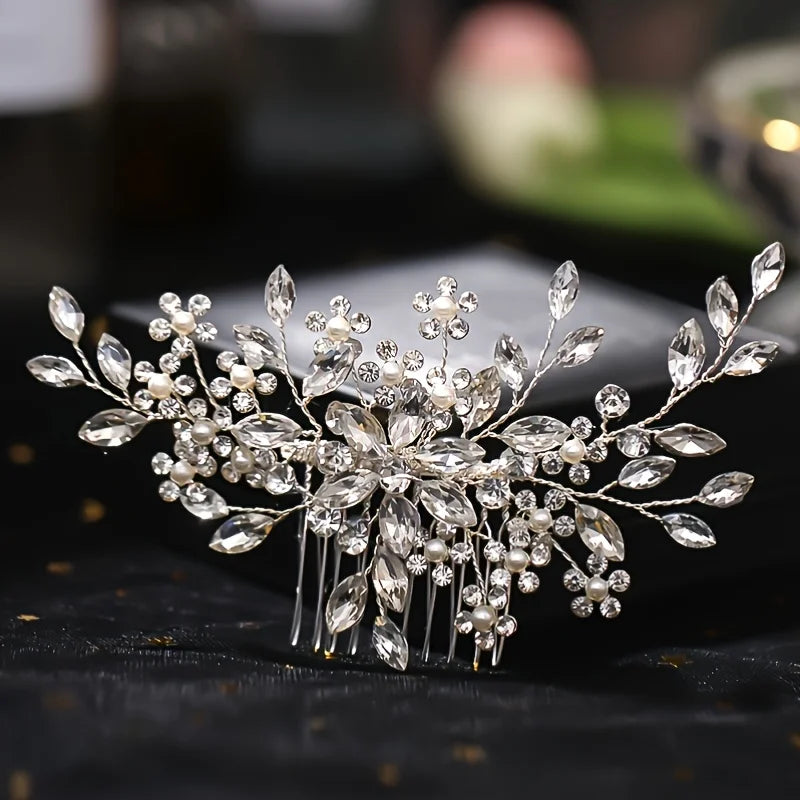 Wedding Hair Combs Bridal Hair Accessories For Women Hair Jewelry Silver Color Pearl Rhinestone Head Jewelry Women Accessories