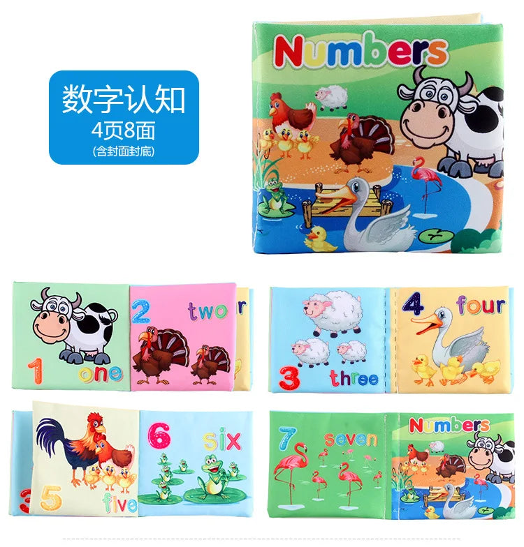 8 Page Cloth Book Infant Soft Books Cartoon Animals Numbers Food Cognitive Development Learning Early Education Toys For Kids