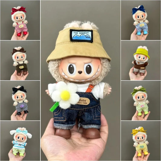 New Mini Plush Doll'S Clothes Outfit Accessories for 15-17cm Labubu Clothing Accessories shoulder strap Suit（only clothes）
