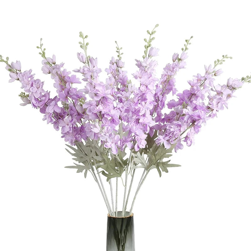 2Pcs Delphinium Artificial Flowers 85cm Fake Flowers Bouquet Larkspur Stem for Home Room Decor Garden Outdoor Wedding Decoration