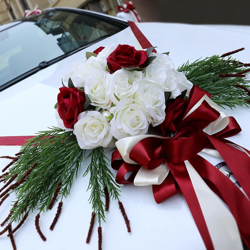 Artificial Flowers For Wedding Car Decoration Church Forest Ceremony Decor Fresh White Green Suite High-End Fake Flower Ball