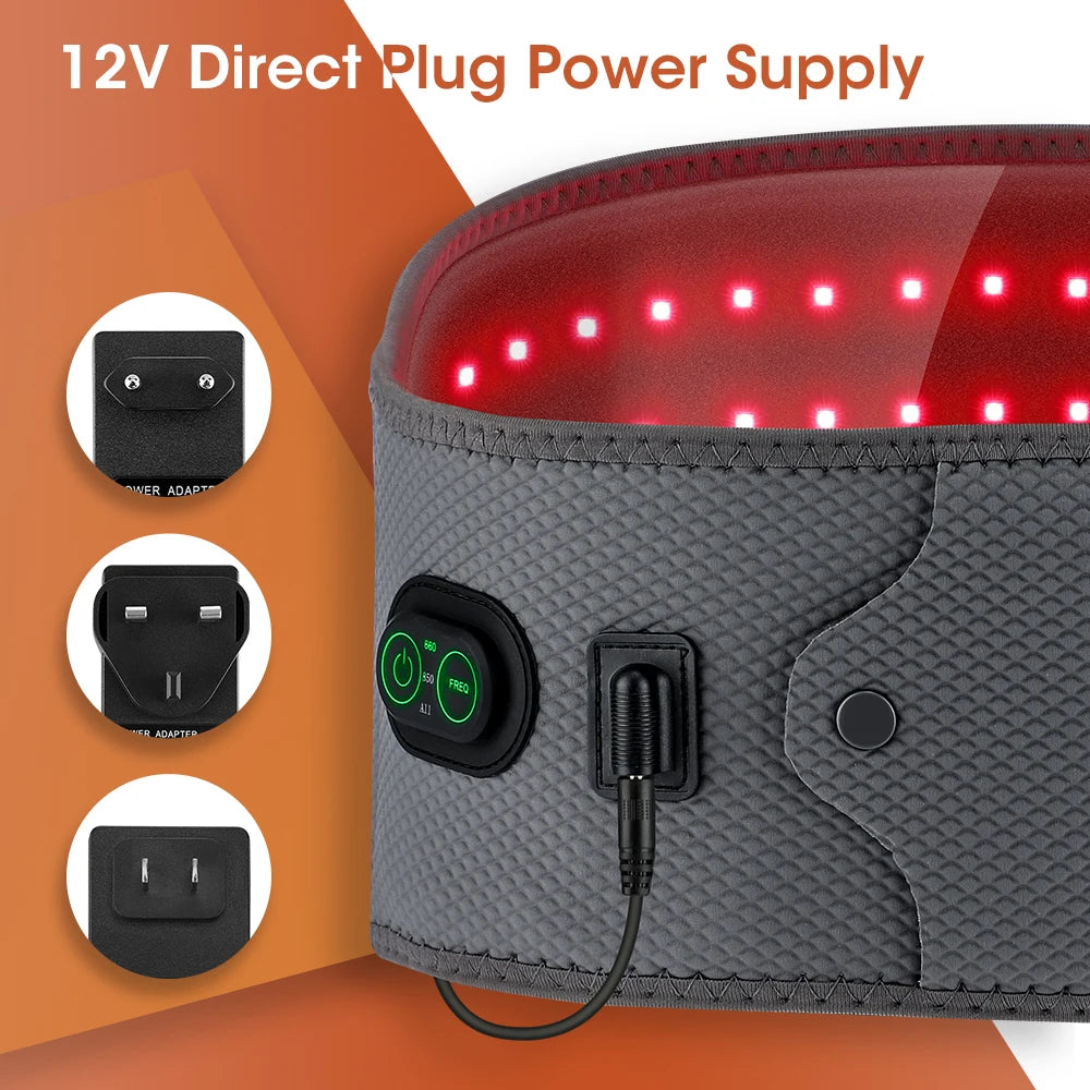 LED Light Waist Belt 120Pcs with 660nm & 850nm Beads for Fatigue Relief Household Use 12V Direct Plug Home Comfort Lighting