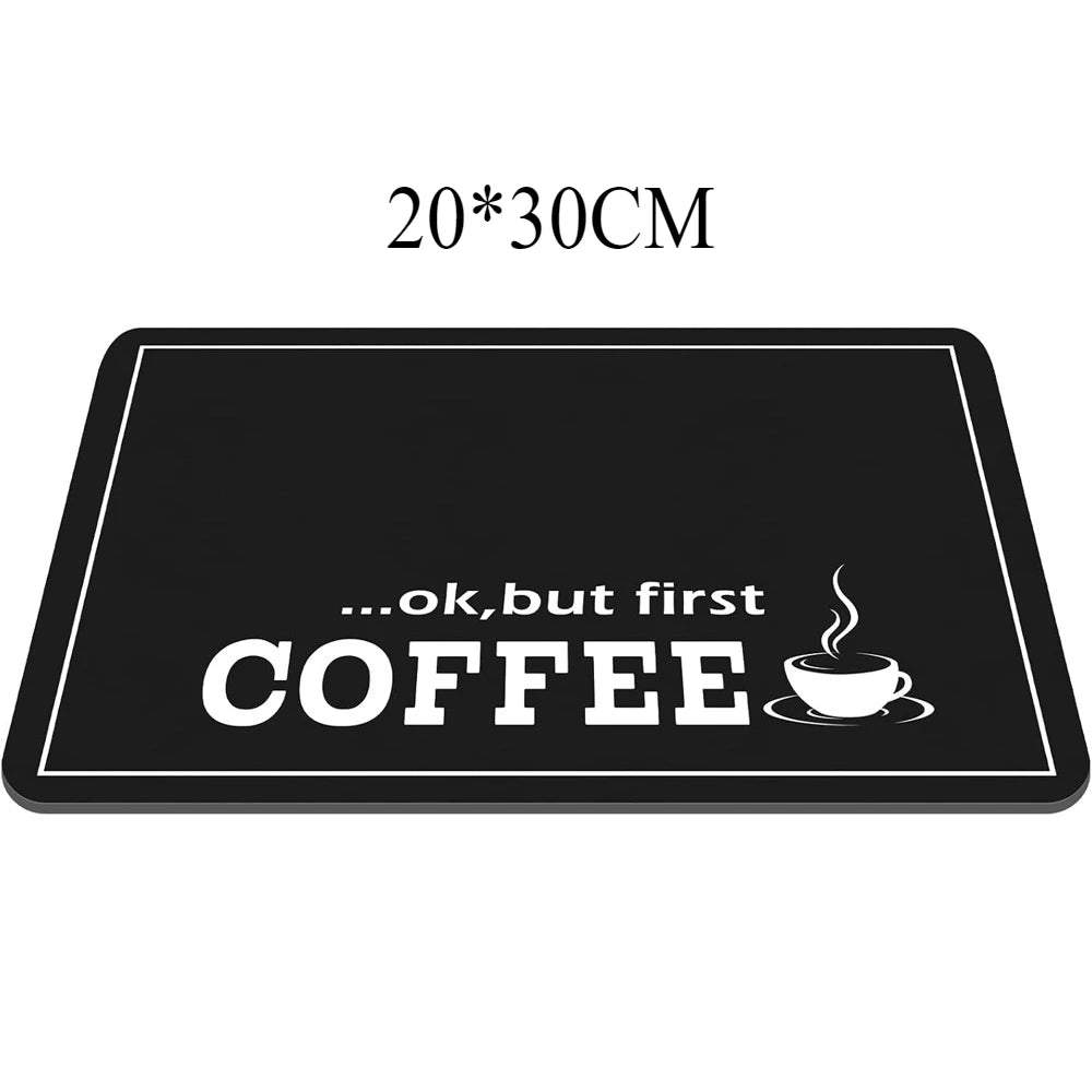 1pc black letter Coffee printed coffee machine mat modern minimalist style kitchen counter quick water absorption drying mat