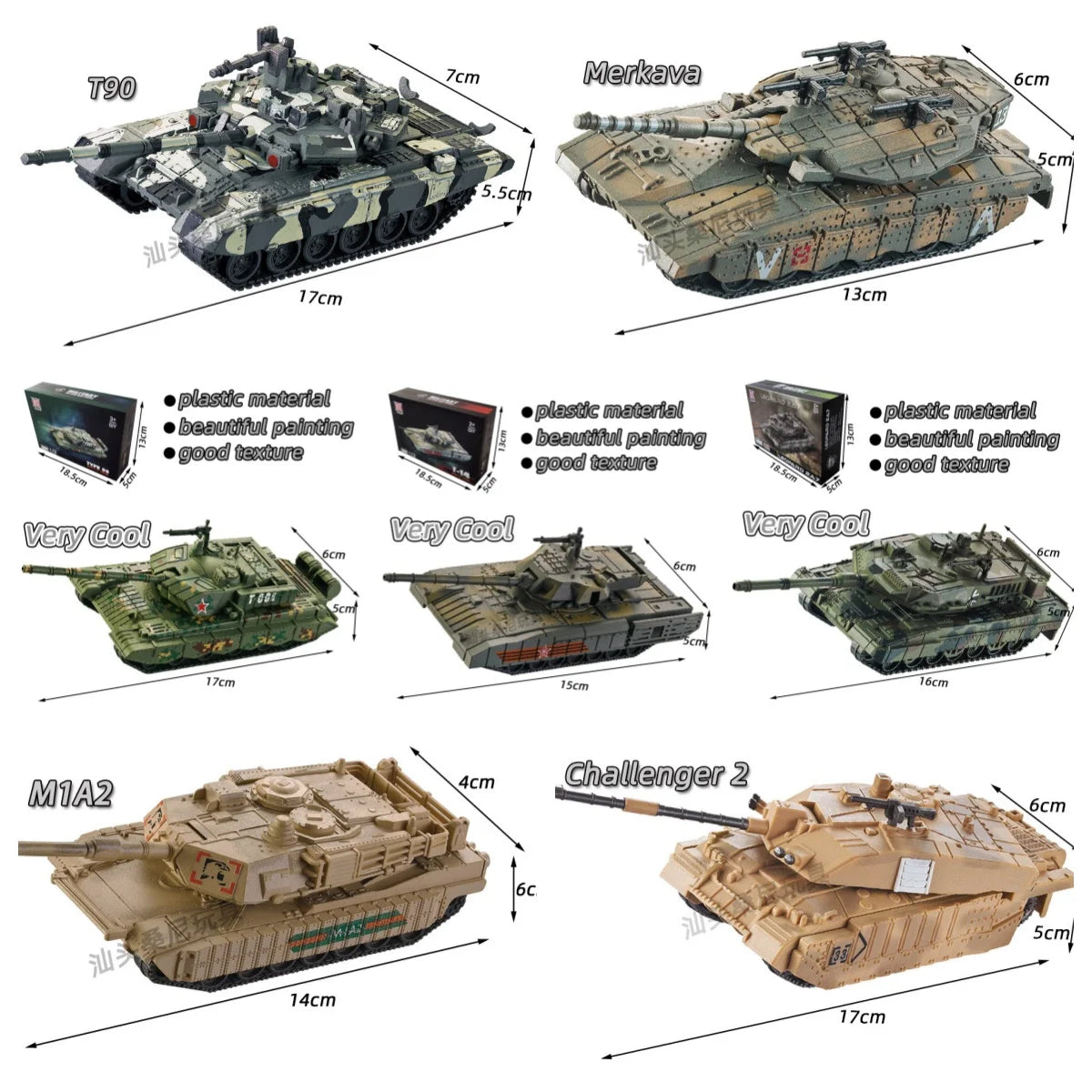 Tank Model KIT Building Blocks Military Series Main Battle Tank M1A2 T90 Leopard Challenger Model Toys For Boy Xmas Gift
