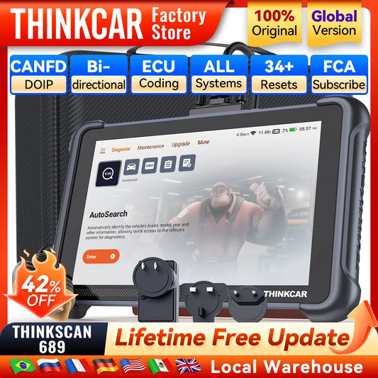MUCAR THINKSCAN 689 Car Diagnostic Tools CANFD DOIP Bi-directional ECU Coding 34 Resets Life Free Obd2 Scanner Key Programing