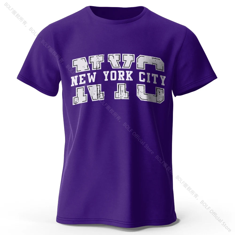 Men's New York City Letter Printed T-Shirt 100% Cotton Oversized Street Graphic Tees for Men Women Summer Tops
