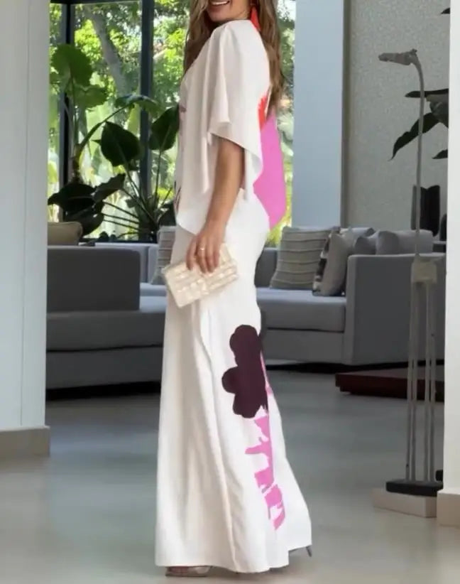 Summer Jumpsuits for Women Wear Temperament Female Dairy Clothes Women's Fashion Colorblock V-Neck Half Sleeve Wide Leg Jumpsuit