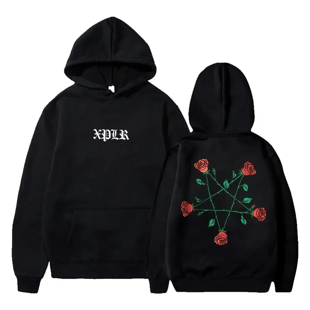 2025 XPLR Sam And Colby Pentagram Roses Hoodie 2024 Couples Merch Long Sleeve Streetwear Women Men Hooded Sweatshirt Fashion