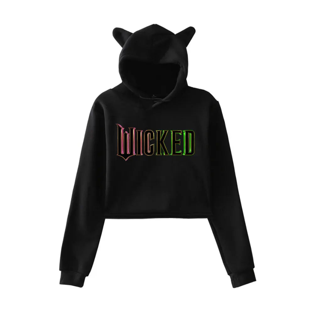 Wicked Changed For Good Defy Gravity Vintage 90s Streetwear Hoodie Fashion Merch Hoodies Sweatshirts for Girl Cat Ear Crop women