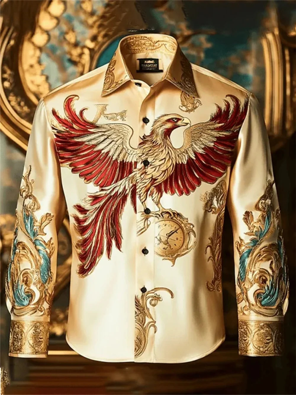 Men's Long Sleeve Collar Shirt, Fashionable Printed Shirt, Social Party, Soft Fabric, Comfortable, Luxury, High Quality, New