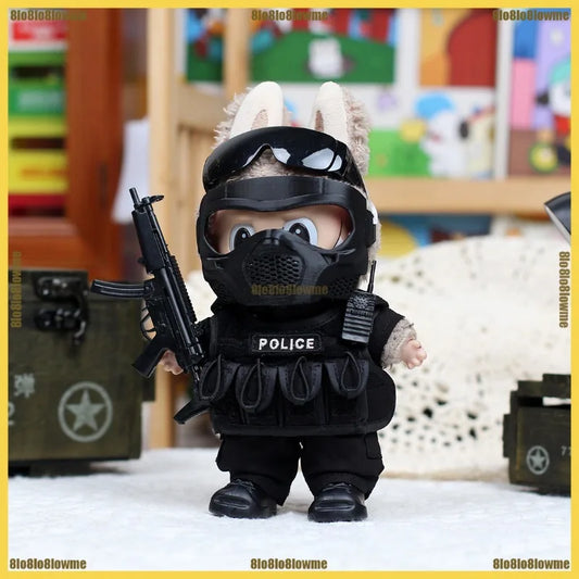 Labubu 3.0 Clothes Handsome Special Policeman Shirt Trousers Belt Shoes Set Mini Plush Doll Clothing Fashion Doll Accessories