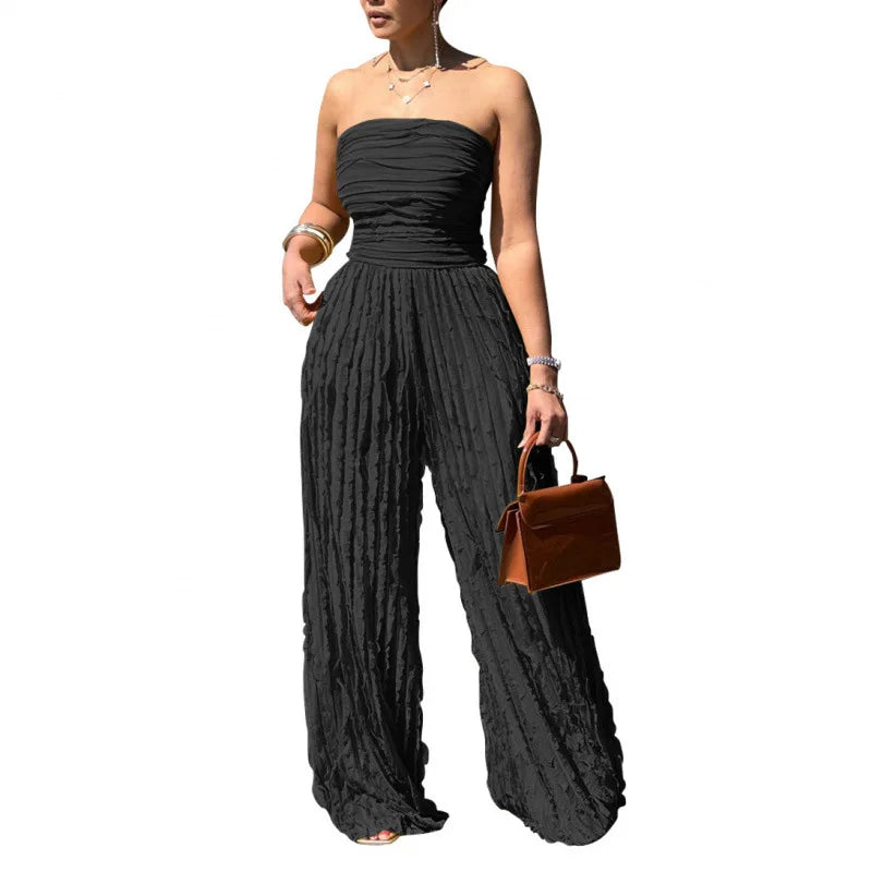 Women's Jumpsuit High Waist Sexy Tube Top Sleeveless Wide Leg Casual Holiday Party Summer Jump Suits for Women Jumpsuits