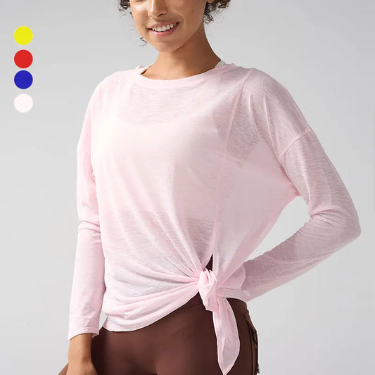 Gym Sports Tops Workout T-shirts Women Yoga Clothing Running Loose Slim Quick Dry Training Long Sleeve Blouse Fitness Tops👚