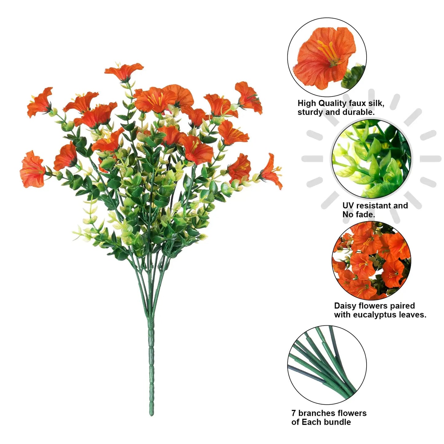 Artificial Flowers for Outdoors Decoration Silk Faux Flowers Uv Resistant Fake Plants for Garden Balcony Yard Porch Home Decor