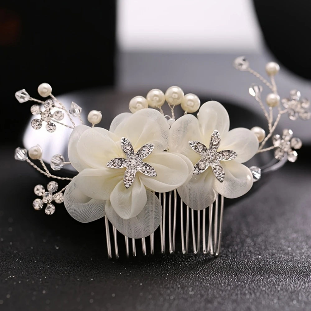 Wedding Hair Combs Bridal Hair Accessories For Women Hair Jewelry Silver Color Pearl Rhinestone Head Jewelry Women Accessories