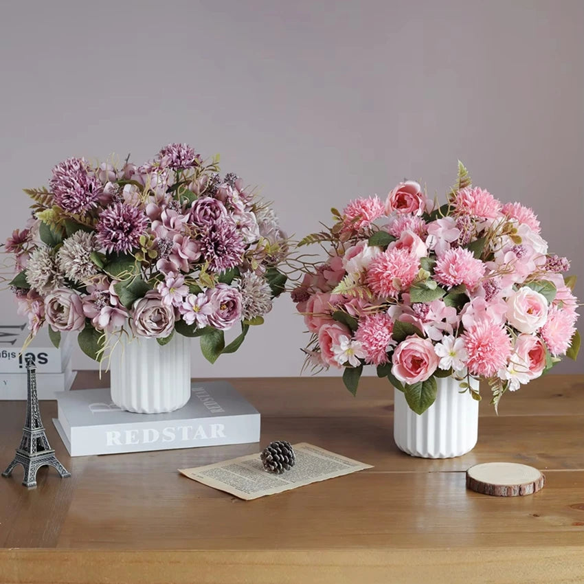 Artificial Flowers Rose Festival Home Decoration Wedding Bridal Bouquet Dried Flowers Birthday Gift Accessories Fake Flowers Ou