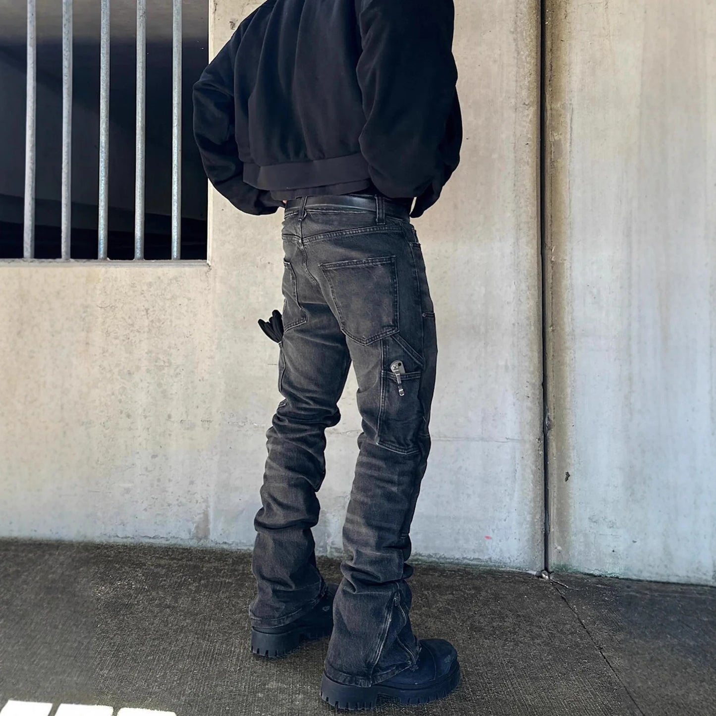 2025 New High Street Black Fashion Trend Men's Casual Denim Pants Slim Fit Stretch Denim Pants Men European Sizes