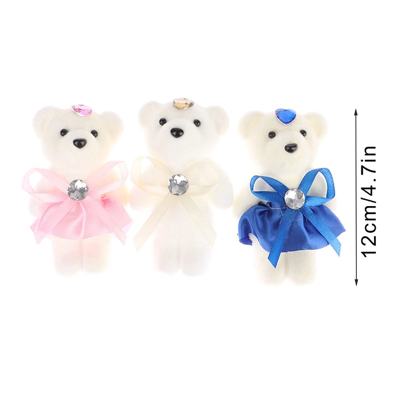 10Pcs 12cm Valentine'S Day Bear Flower Bouquet Cartoon Plush Doll Teddy Bear Bouquets Graduation Birthday Wedding Gifts