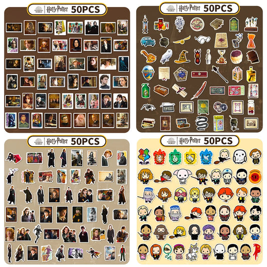 Genuine 50Pcs Harry Potter Stickers Anime Waterproof for Phone Laptop Scrapbook Suitcase Toys Sticker Party Toys Gifts