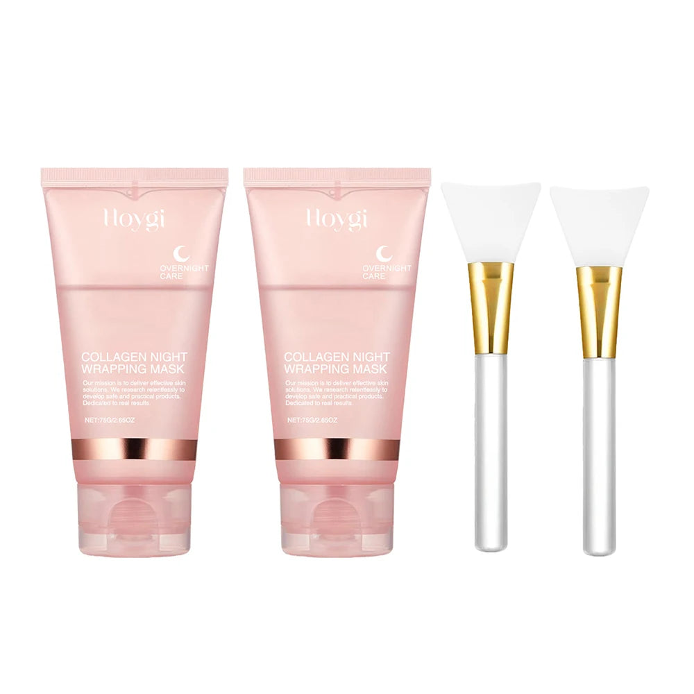 2pcs Collagen Overnight Wrapping Peel Off Facial Mask Deep Cleansing Pores Oil Control Turmeric Wrapping Night Face Mask