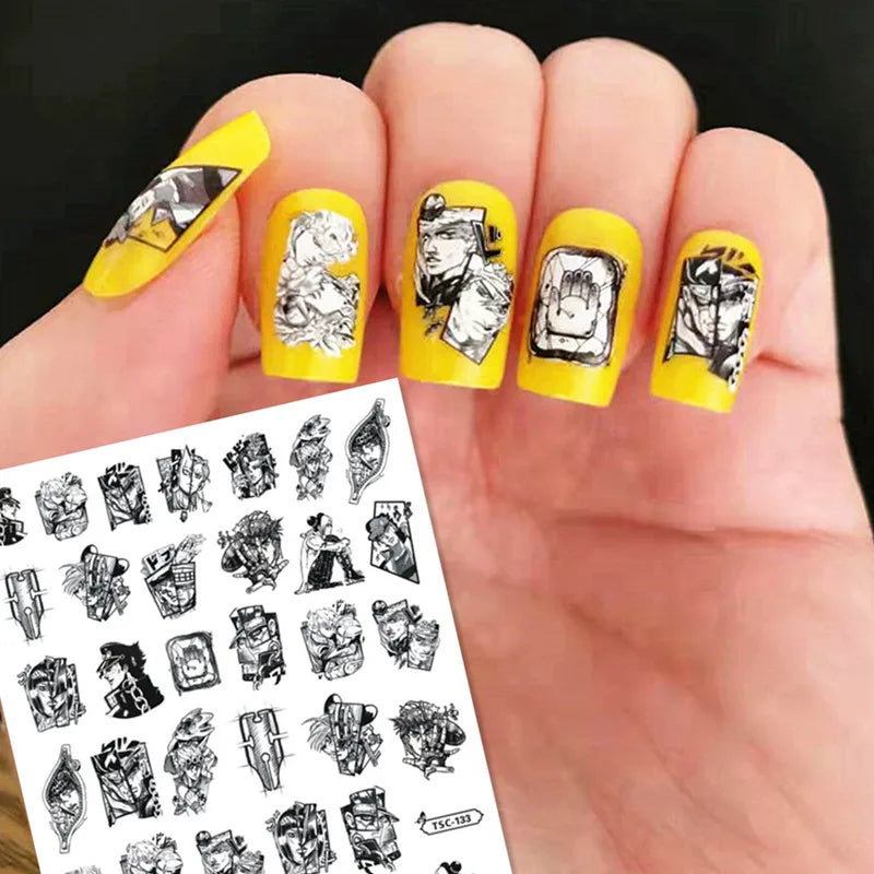 Anime JoJos Bizarre Adwenture Design 3D Decoration Sliders DIY Back Glue Self Adhesive  Nail Art Sticker TSC 133