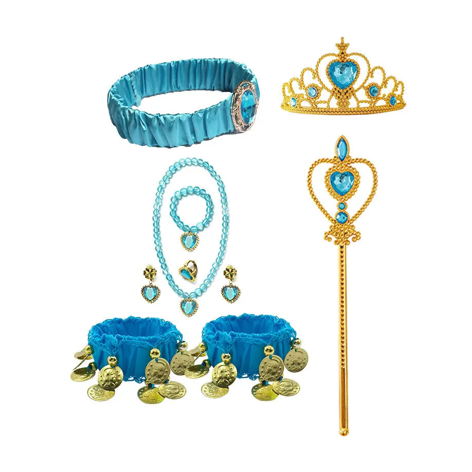 Baby Girls Cosplay Disney Jasmine Costume Aladdin Princess Dress Kids Magic Lamp Fancy Birthday Party Dresses Jasmine Clothes