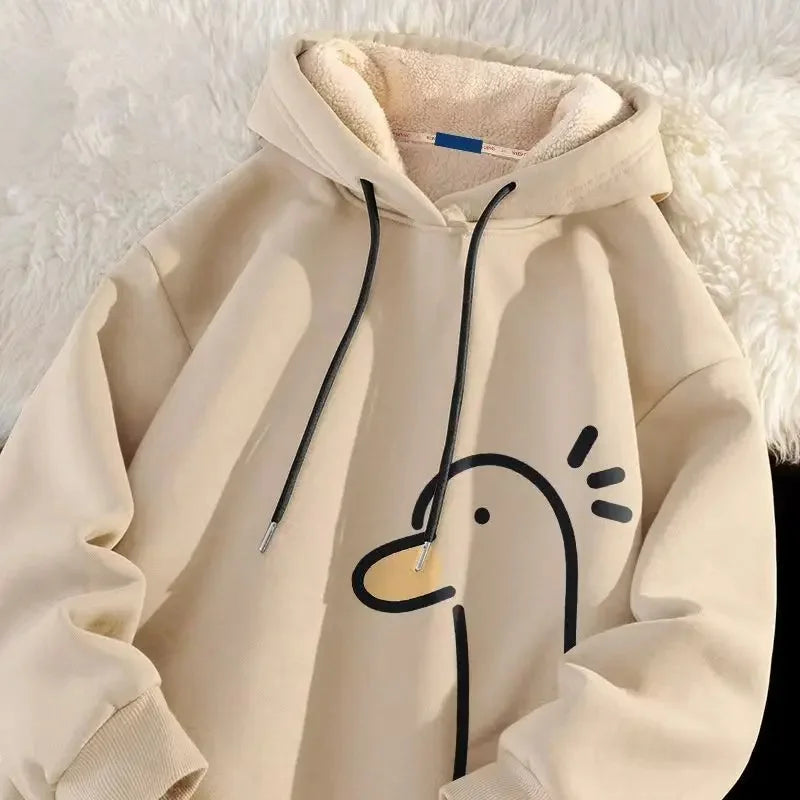 Lamb Velvet Hoodie Men's Loose Fit Casual Sportswear Autumn Winter Men's Jacket 1/2 Brand None Origin China