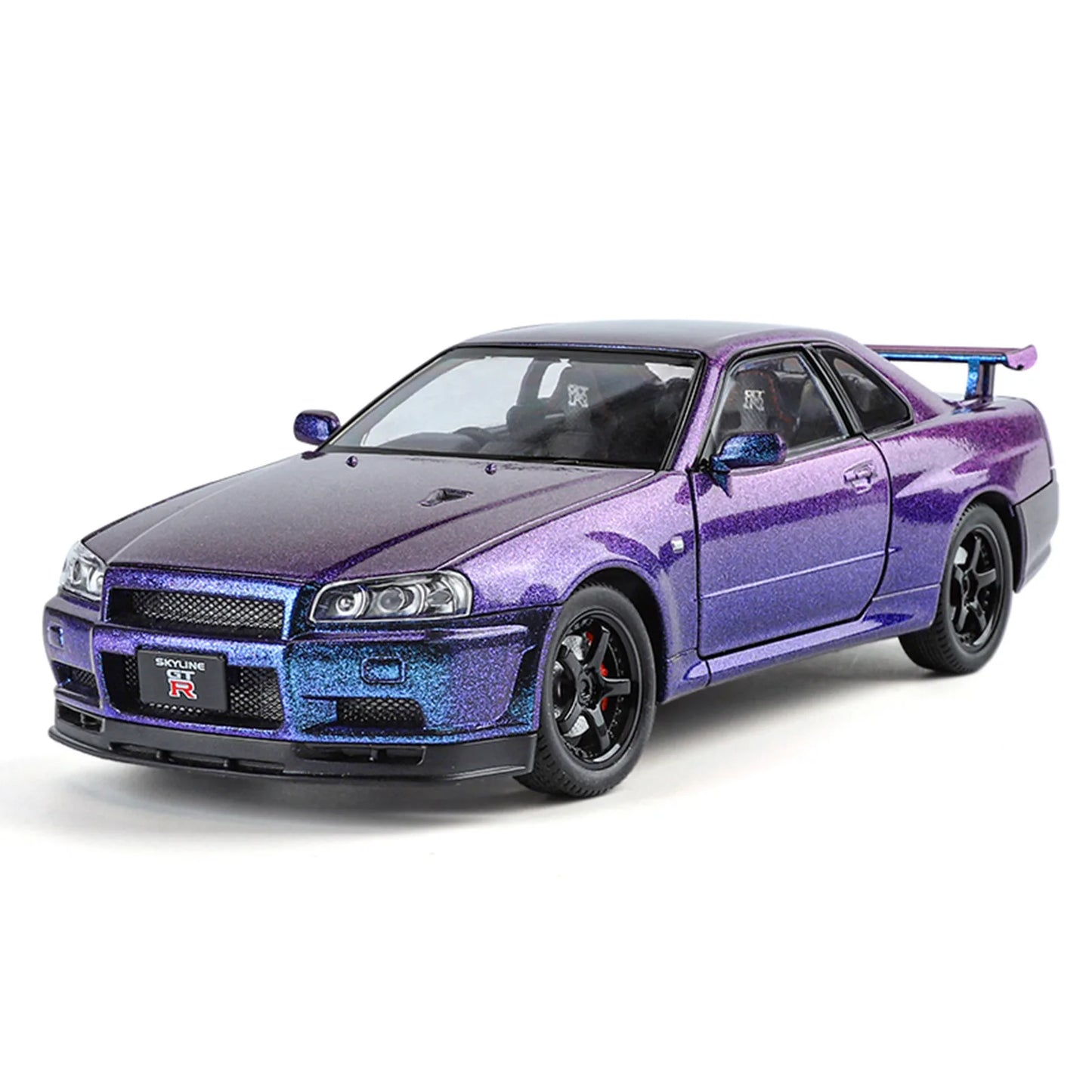 1:24 NISSAN Skyline Ares GTR GT-R R34 Alloy Sports Car Model Diecasts & Toy Racing Vehicles Car Model Sound and Light Kids Gifts