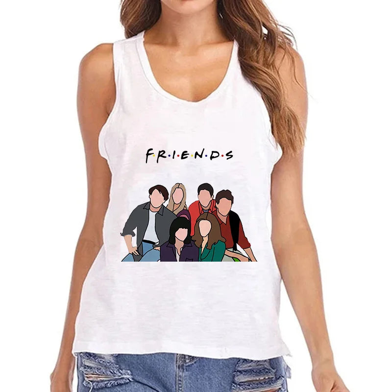 2000s Mange Tank Tops Women Friends Graphic Gothic Tshirt Friends Tv Show Y2k Vest T Shirt Funny Fashion Harajuku T-shirt Female