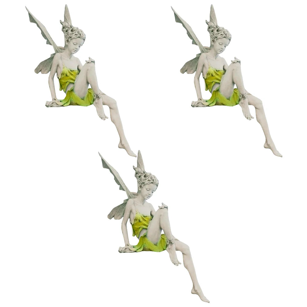 Flower Fairy Sculpture Garden Landscaping Yard Art Ornament Resin Turek Sitting Statue Outdoor Angel Figurines Craft Decoration