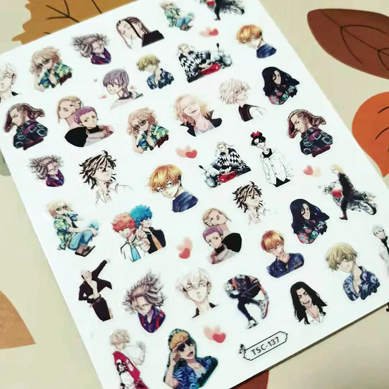 Anime JoJos Bizarre Adwenture Design 3D Decoration Sliders DIY Back Glue Self Adhesive  Nail Art Sticker TSC 133