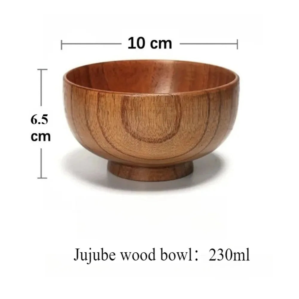 230ml Jujube Wood Tableware Rice and Soup Bowl Natural Wood Bowl Food Container Children's Tableware Wooden Utensils